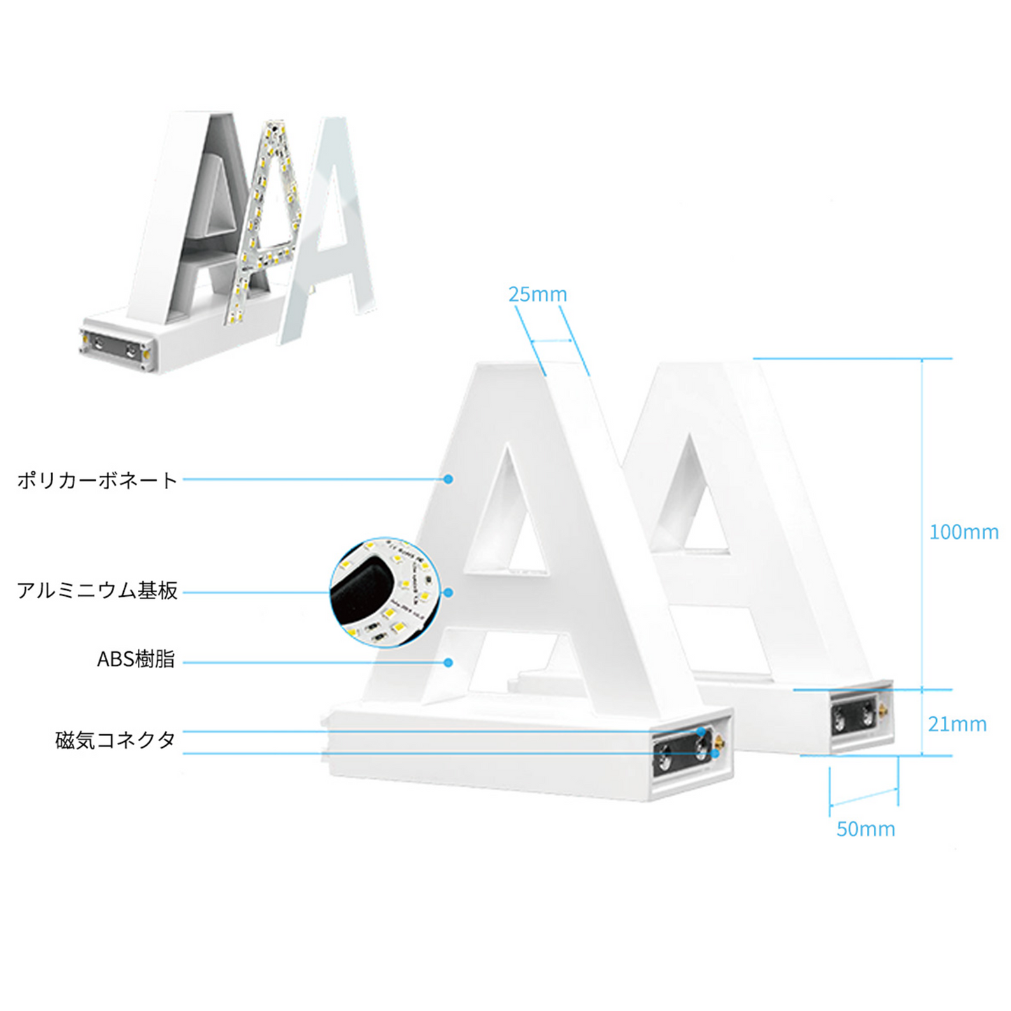 【送料無料】abcMIXマグネット WELCOME(文字+電源セット)